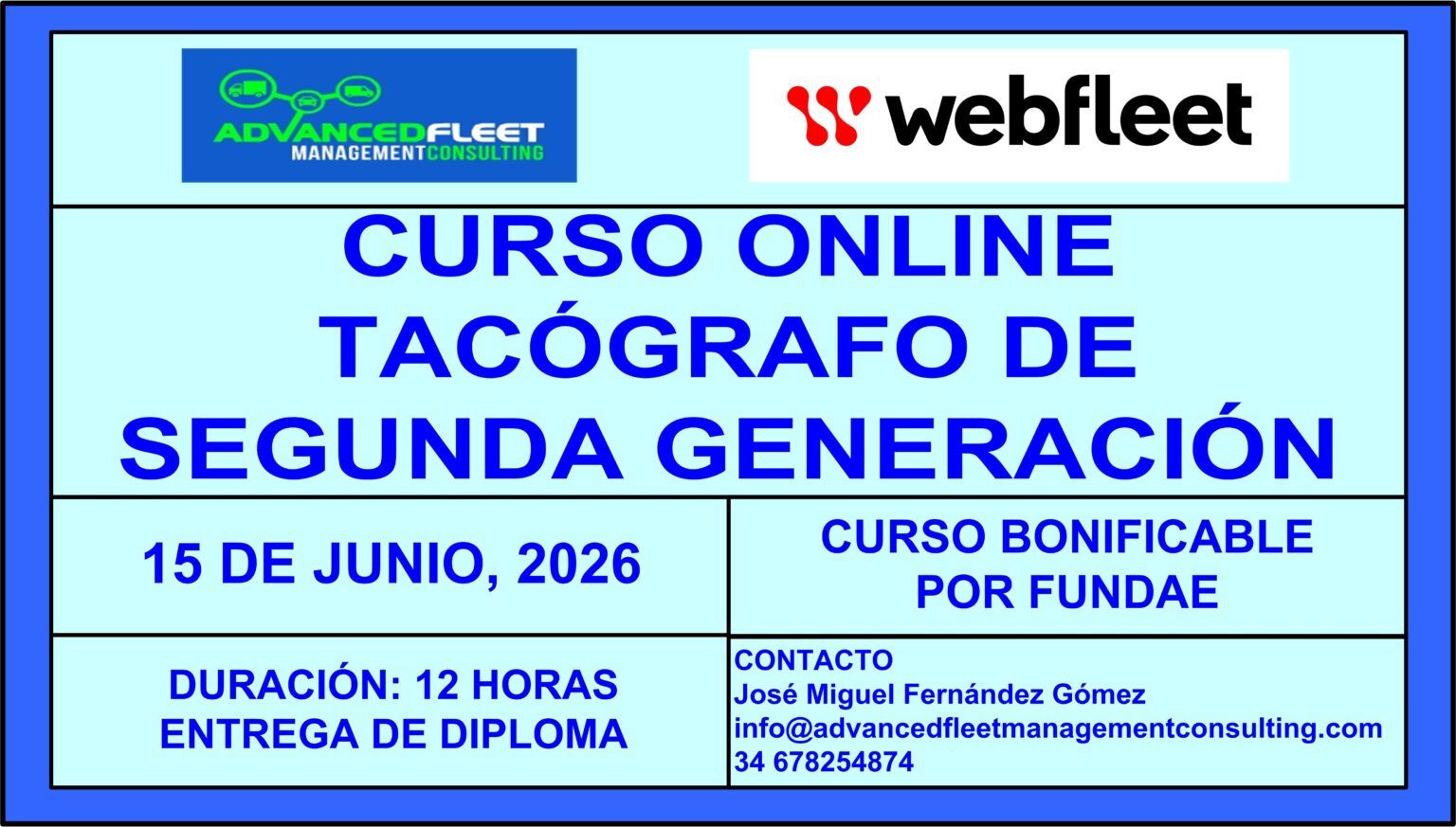 5º Curso online de Tacógrafo de segunda generación. 15 de Junio 2026 ...